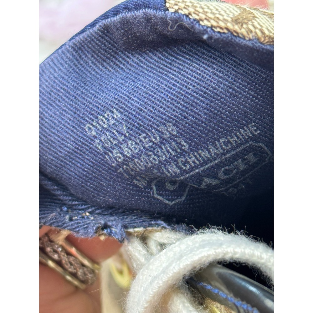 Coach Polly Signature Monogram Canvas Sneakers Brown Blue Green Womens 5.5B - Picture 6 of 7